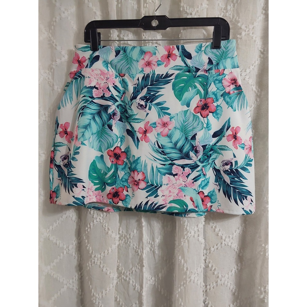 Tommy Bahama Golf & Tennis Tropical Floral Skort Pink Teal White Large
